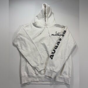 PLAYBOY White Hoodie with Black Logo Print